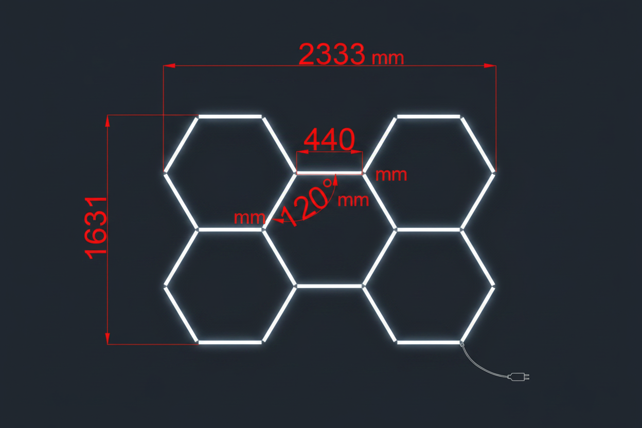 Hexagon LED mitat