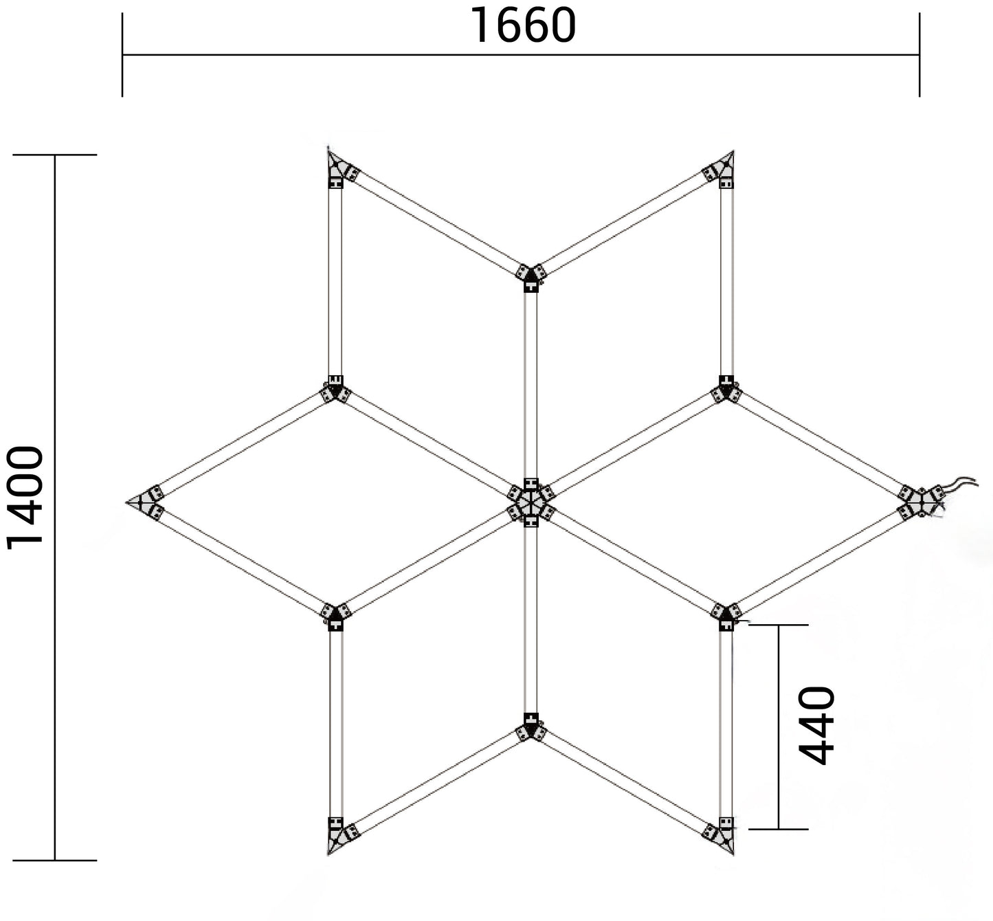 Hexagon LED -valaisinjärjestelmä 6 moduulia – 126W, 6000K, 15 120 lm