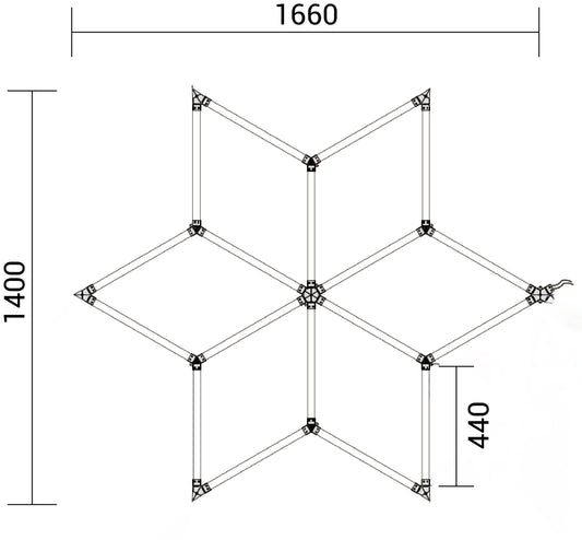 Hexagon LED -valaisinjärjestelmä 6 moduulia – 126W, 6000K, 15 120 lm