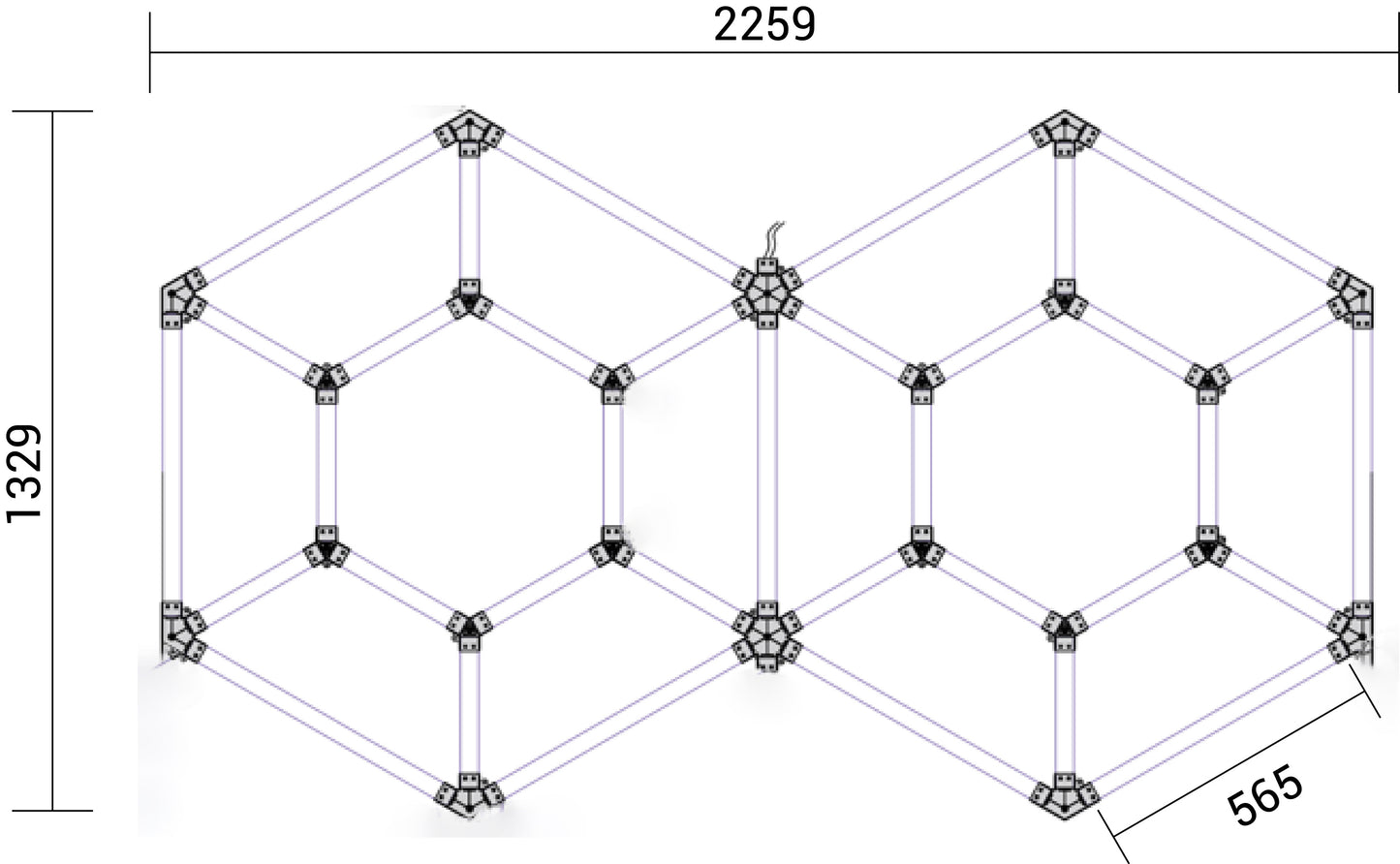 Hexagon LED -valaisinjärjestelmä 14 muotoa – 315W, 6000K, 37 800 lm