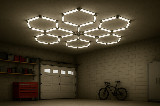 Hexagon LED -valaisinjärjestelmä 6 muotoa – 306W, 6000K, 36 720 lm