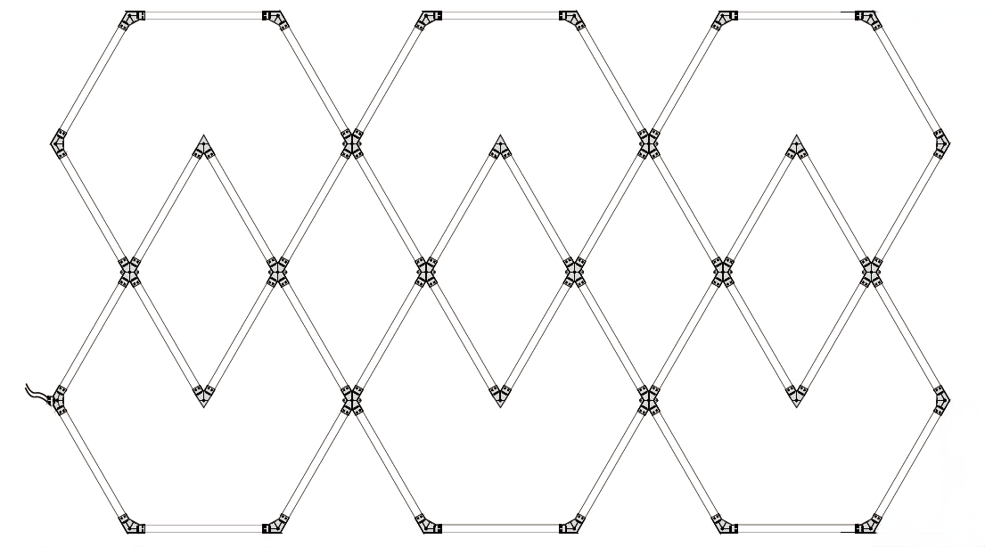 Hexagon LED -valaisinjärjestelmä 11 moduulia – 428W, 6000K, 51 360 lm