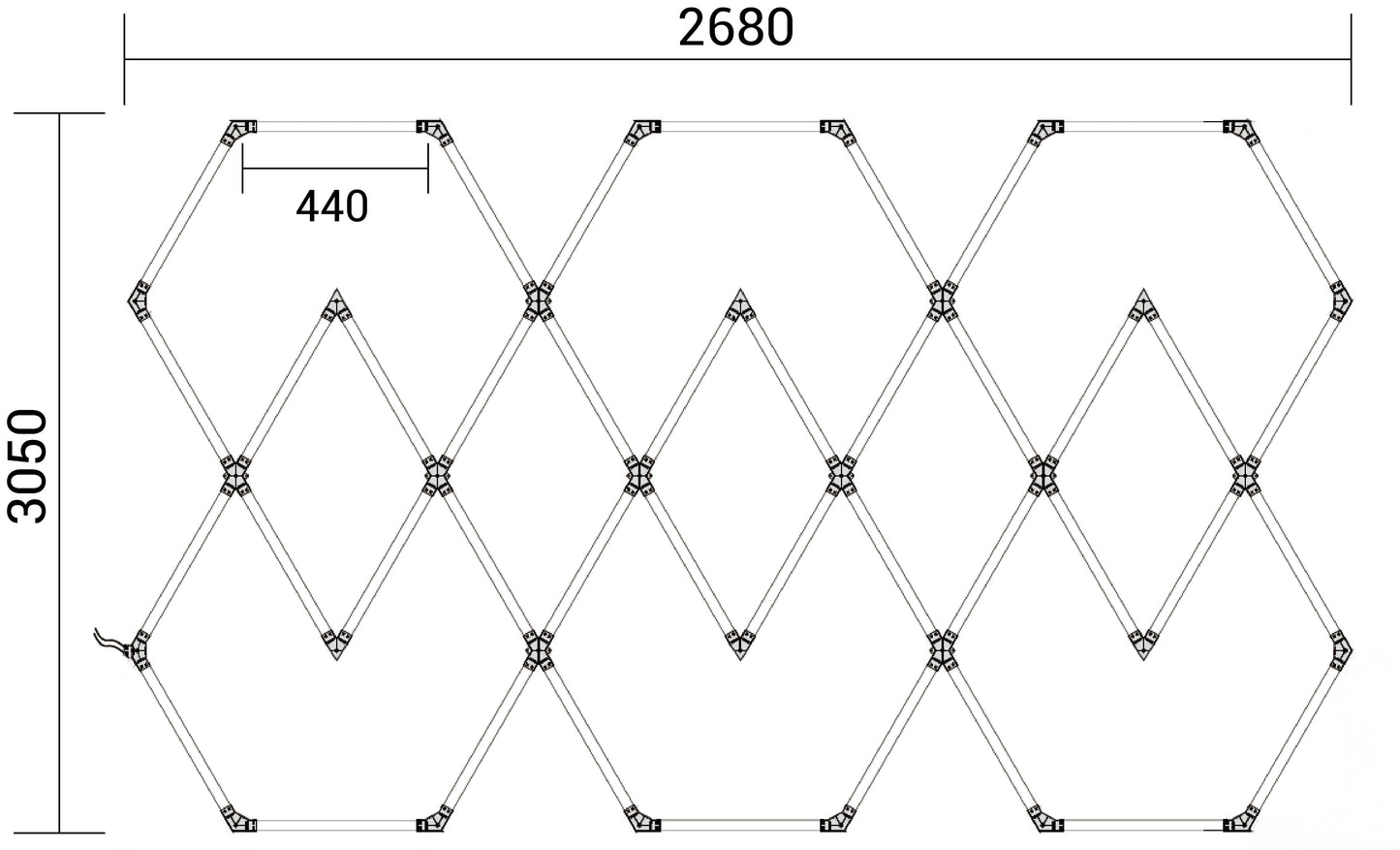 Hexagon LED -valaisinjärjestelmä 11 moduulia – 428W, 6000K, 51 360 lm
