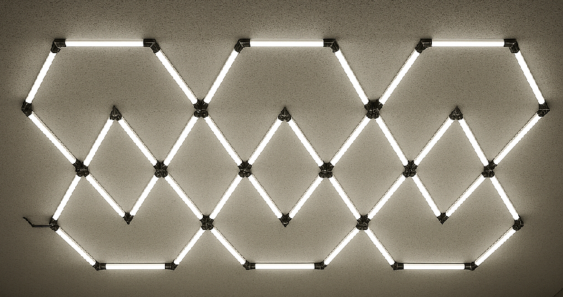 Hexagon LED -valaisinjärjestelmä 11 moduulia – 428W, 6000K, 51 360 lm
