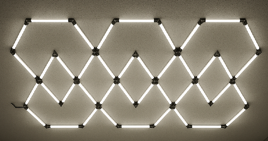 Hexagon LED -valaisinjärjestelmä 11 moduulia – 428W, 6000K, 51 360 lm