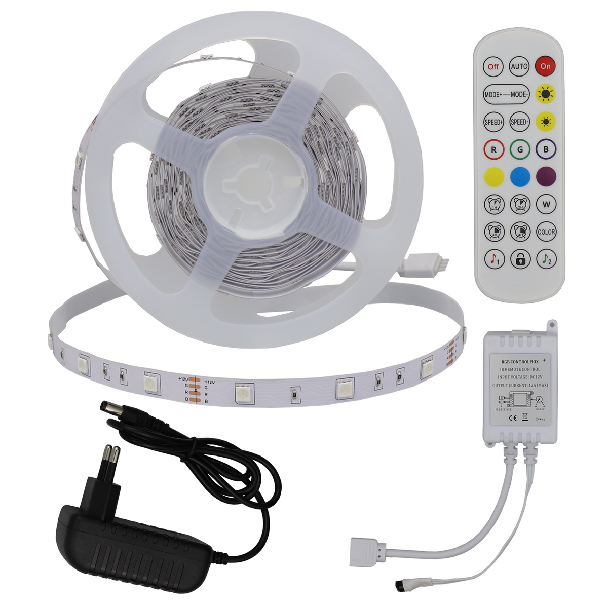 LED-nauhasetti IR-kaukosäätimellä – RGB 30 LED/m (5 m)