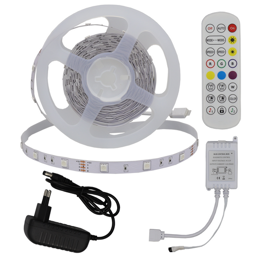 LED-nauhasetti IR-kaukosäätimellä – RGB 30 LED/m (5 m)