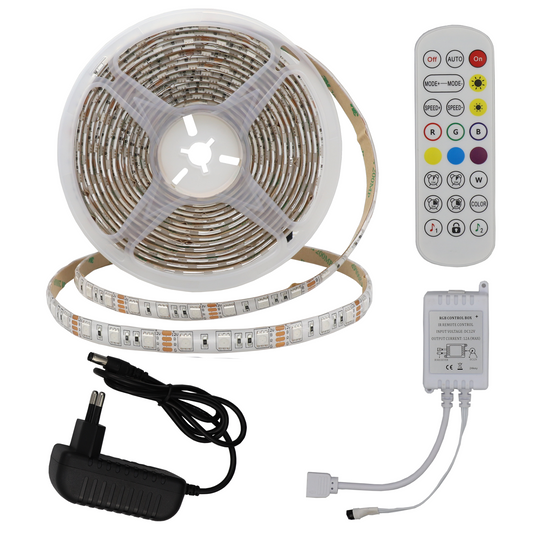 Kosteudenkestävä LED-nauhasetti IR-kaukosäätimellä – RGB 60 LED/m (5 m) | IP54