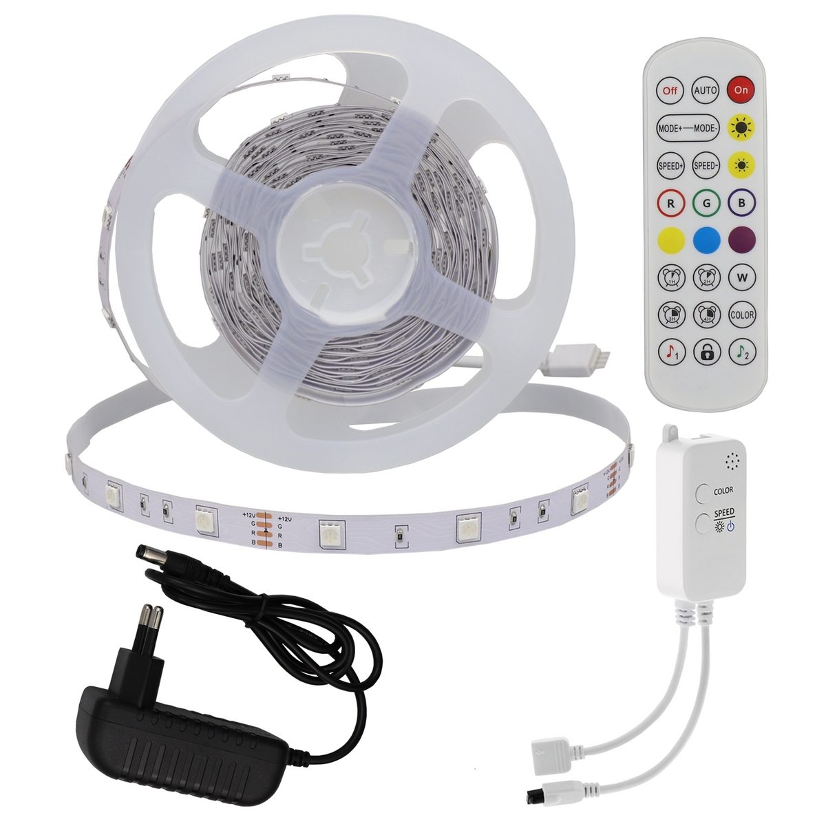 LED-nauhasetti Bluetooth-ohjaimella – RGB 30 LED/m (5 m) | Musiikkireaktio