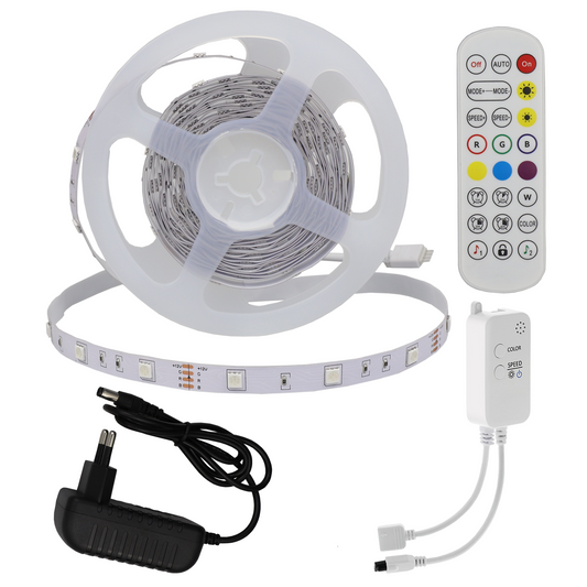 LED-nauhasetti Bluetooth-ohjaimella – RGB 30 LED/m (5 m) | Musiikkireaktio