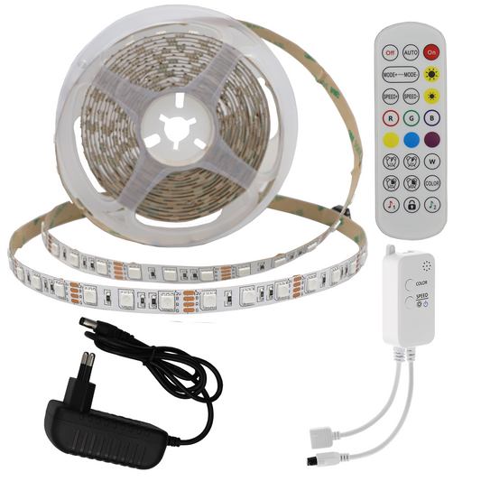 LED-nauhasetti Bluetooth-ohjaimella – RGB 60 LED/m (5 m) | Musiikkireaktio