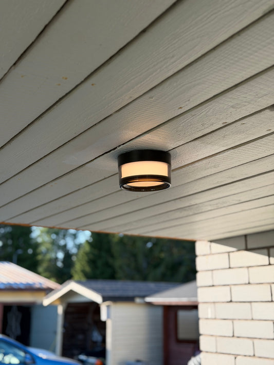 9W LED Ulkokattovalaisin Pyöreä Musta CCT IP65