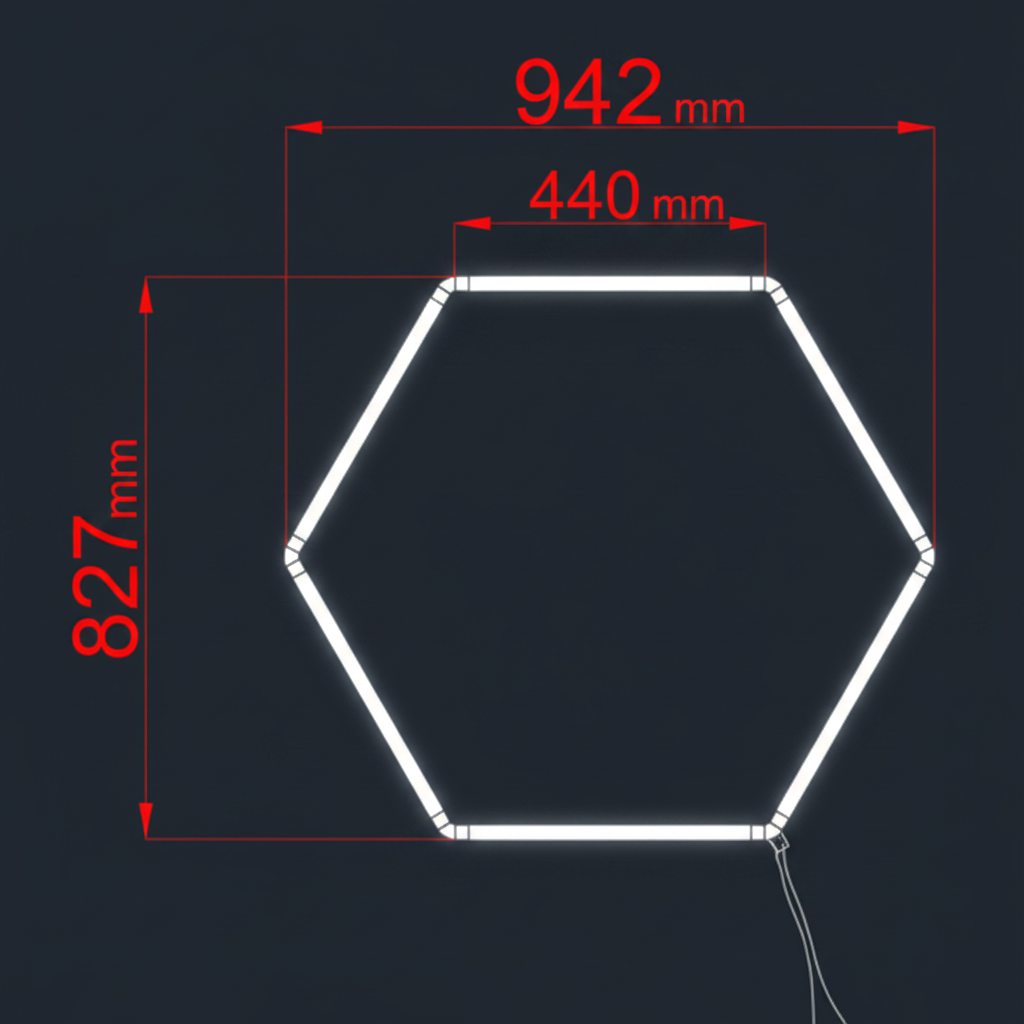 Hexagon LED 1 moduuli mitat