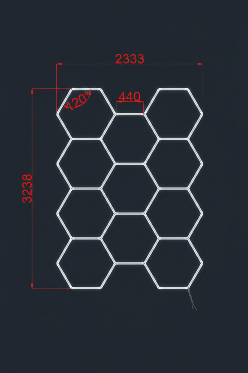 Hexagon LED 11 moduulia mitat korjattu