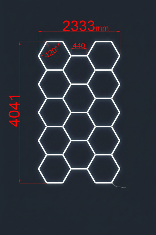 Hexagon LED 14 moduulia mitat