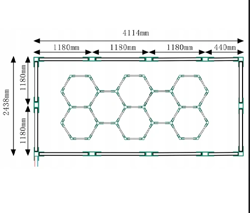Hexagon LED -valaisinjärjestelmä 8 moduulia + LED-kehys – 450W, 6500K, 49 500 lm