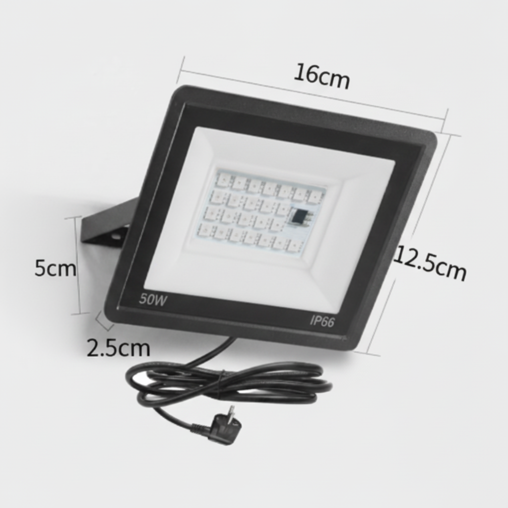 RGB LED Valonheitin – Mittakuva